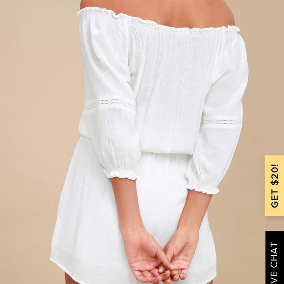 Lulu’s White Off-the-Shoulder Long Sleeve Dress - Picture 2 of 7